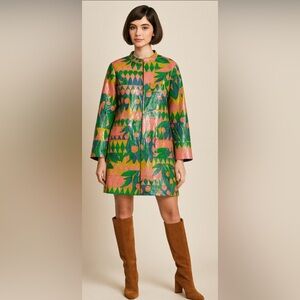 RARE coated paper jacket coat dress bandana scarf bright color yellow pink green